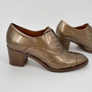 Reed Krakoff Bronze Heel Ankle Boots Oxford‎ Patent Leather Metallic Shoes 37
